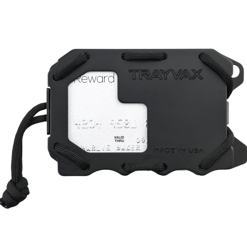 Trayvax Original 2.0 Wallet, RFID Front Pocket Tactical Metal Credit Card Holder with Money Clip, Slim Minimalist Wallet for Men and Women, Black - Image 1